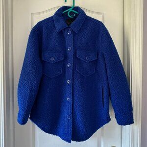 RD Style Women's Boucle Shacket Jacket Royal Blue Misses Size Medium EUC